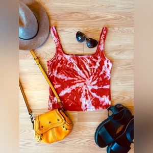Customized AMBIANCE Top Women’s Size S Small Red Tie Dye Crop Top